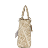 Christian Dior Small "Plan de Paris" Lady Dior Bag Naturel, White Grained Calfskin Light Gold Hardware - Thumbnail View 3