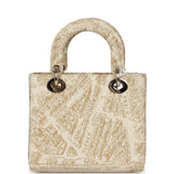 Christian Dior Small "Plan de Paris" Lady Dior Bag Naturel, White Grained Calfskin Light Gold Hardware - Thumbnail View 4