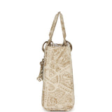 Christian Dior Small "Plan de Paris" Lady Dior Bag Naturel, White Grained Calfskin Light Gold Hardware - Thumbnail View 6