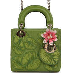 Christian Dior Mini Lady Dior Bag "Water Lily" Green, Multicolored Embroidered Light Gold Hardware