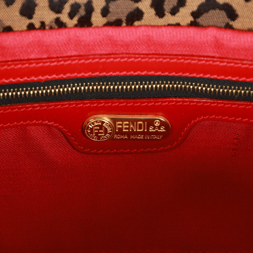 Vintage Fendi Red Leather Brown Zucca Monogram Baguette Bag | eBay