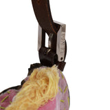 Vintage Fendi Baguette Bag Brown Flower Applique Silver Hardware