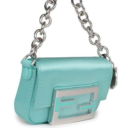 Fendi Chain Baguette Charm Bag Zucca Canvas Nano Pink