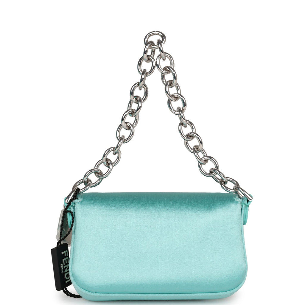 Fendi x Tiffany Nano Baguette Bag Light Blue Silk Sterling Silver