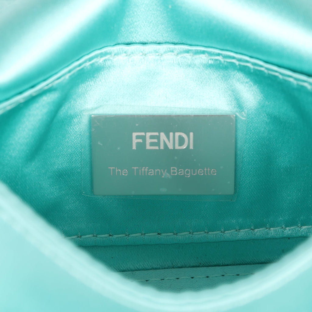 FENDI Baguette Leather Chain Shoulder Bag Light Beige