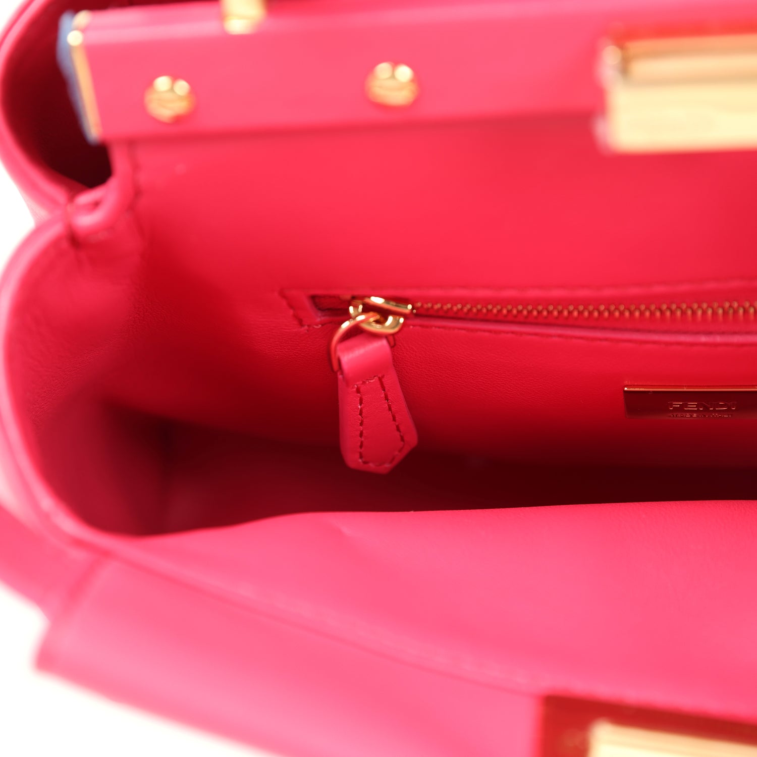 Fendi Mini Peekaboo Handbag Hot Pink Nappa Leather Gold Hardware ...