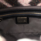 Vintage Fendi Shoulder Bag Pink and Black Zucca Wool Sequins Light Gold Hardware