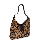 Vintage Fendi Leopard Shoulder Bag Brown and Black Ponyhair Silver Hardware