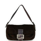 Vintage Fendi Baguette Bag Brown Velvet and Iridescent Python Silver Hardware - Thumbnail View 7