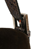 Vintage Fendi Baguette Bag Brown Velvet and Iridescent Python Silver Hardware - Thumbnail View 8
