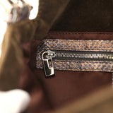 Vintage Fendi Baguette Bag Brown Velvet and Iridescent Python Silver Hardware - Thumbnail View 11
