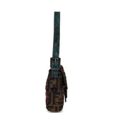 Vintage Fendi Beaded Baguette Bag Brown Multi Canvas and Blue Python Silver Hardware - Thumbnail View 3