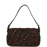 Vintage Fendi Beaded Baguette Bag Brown Multi Canvas and Blue Python Silver Hardware - Thumbnail View 4