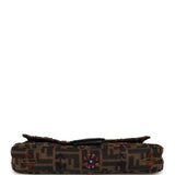 Vintage Fendi Beaded Baguette Bag Brown Multi Canvas and Blue Python Silver Hardware - Thumbnail View 6
