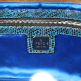 Vintage Fendi Beaded Baguette Bag Brown Multi Canvas and Blue Python Silver Hardware - Thumbnail View 8