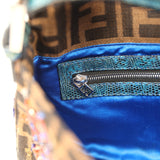 Vintage Fendi Beaded Baguette Bag Brown Multi Canvas and Blue Python Silver Hardware - Thumbnail View 9
