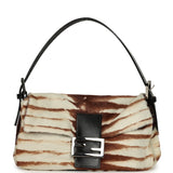 Vintage Fendi Baguette Bag Brown and White Calf Hair Silver Hardware - Thumbnail View 1