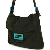Vintage Fendi Mama Baguette Bag Dark Olive Jersey Silver Hardware - Thumbnail View 5