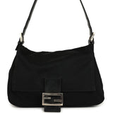 Vintage Fendi Mama Baguette Bag Black Jersey Silver Hardware - Thumbnail View 1