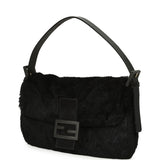 Vintage Fendi Baguette Bag Black Rabbit Fur Silver Hardware - Thumbnail View 6