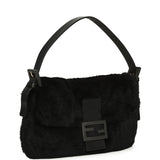 Vintage Fendi Baguette Bag Black Rabbit Fur Silver Hardware - Thumbnail View 2