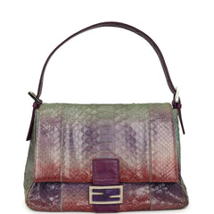 Vintage Fendi Mama Baguette Bag Purple, Multicolored Python Silver Hardware