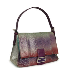 Vintage Fendi Mama Baguette Bag Purple, Multicolored Python Silver Hardware