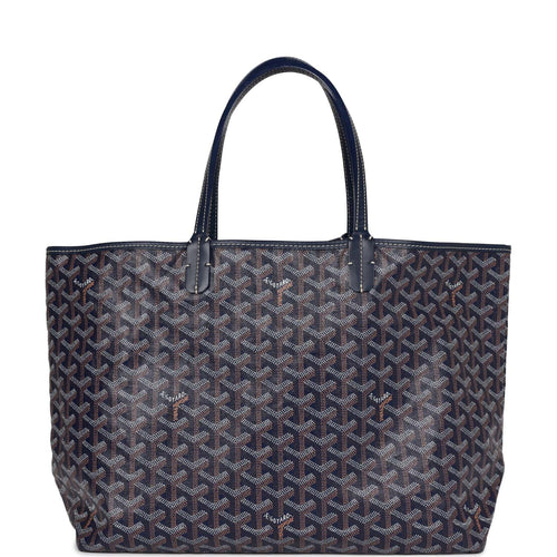 Pre-owned Goyard Goyardine Dark Blue St. Louis PM Tote Bag Palladium Hardware