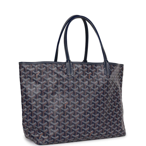 Pre-owned Goyard Goyardine Dark Blue St. Louis PM Tote Bag Palladium Hardware