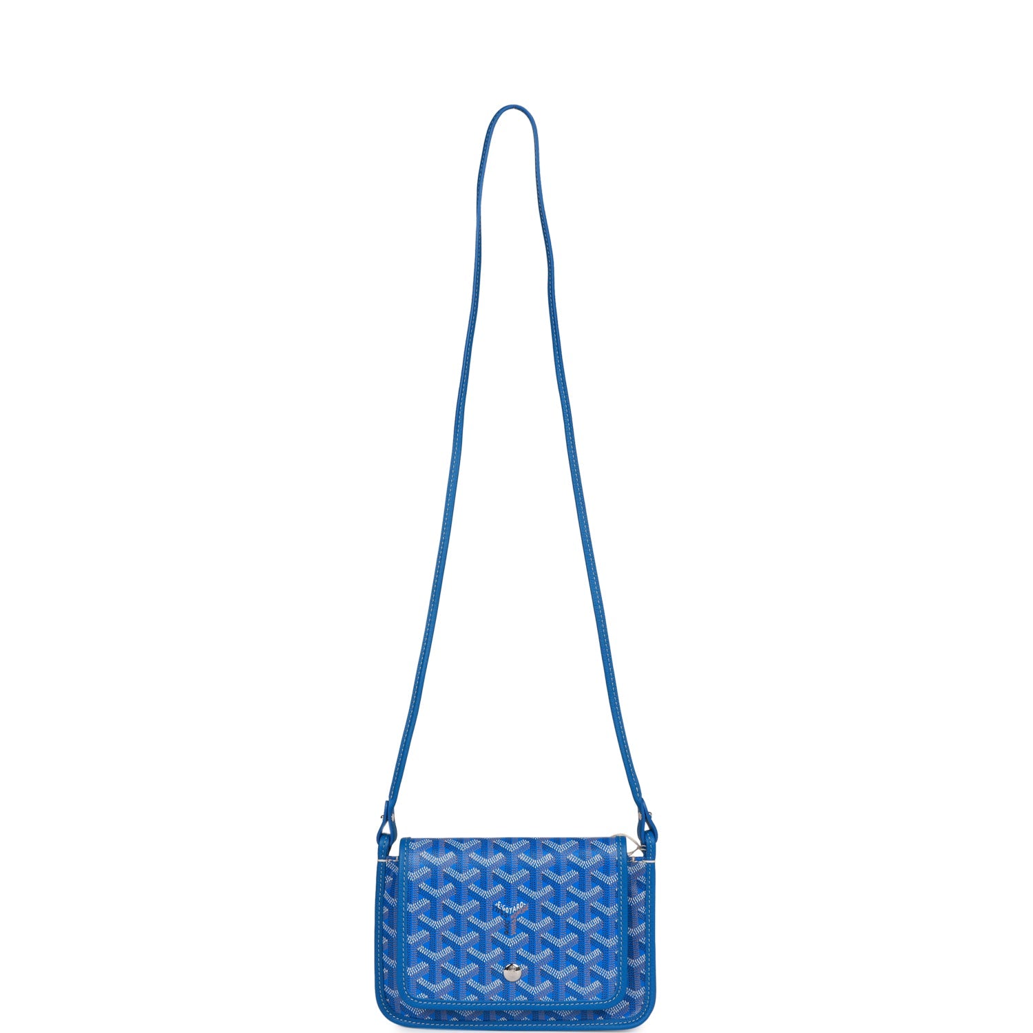 Goyard Plumet Pocket Wallet Sky Blue Goyardine Palladium Hardware