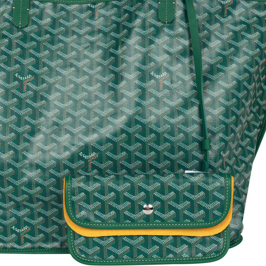 Goyard Goyardine Green Anjou GM Reversible Tote Bag Palladium