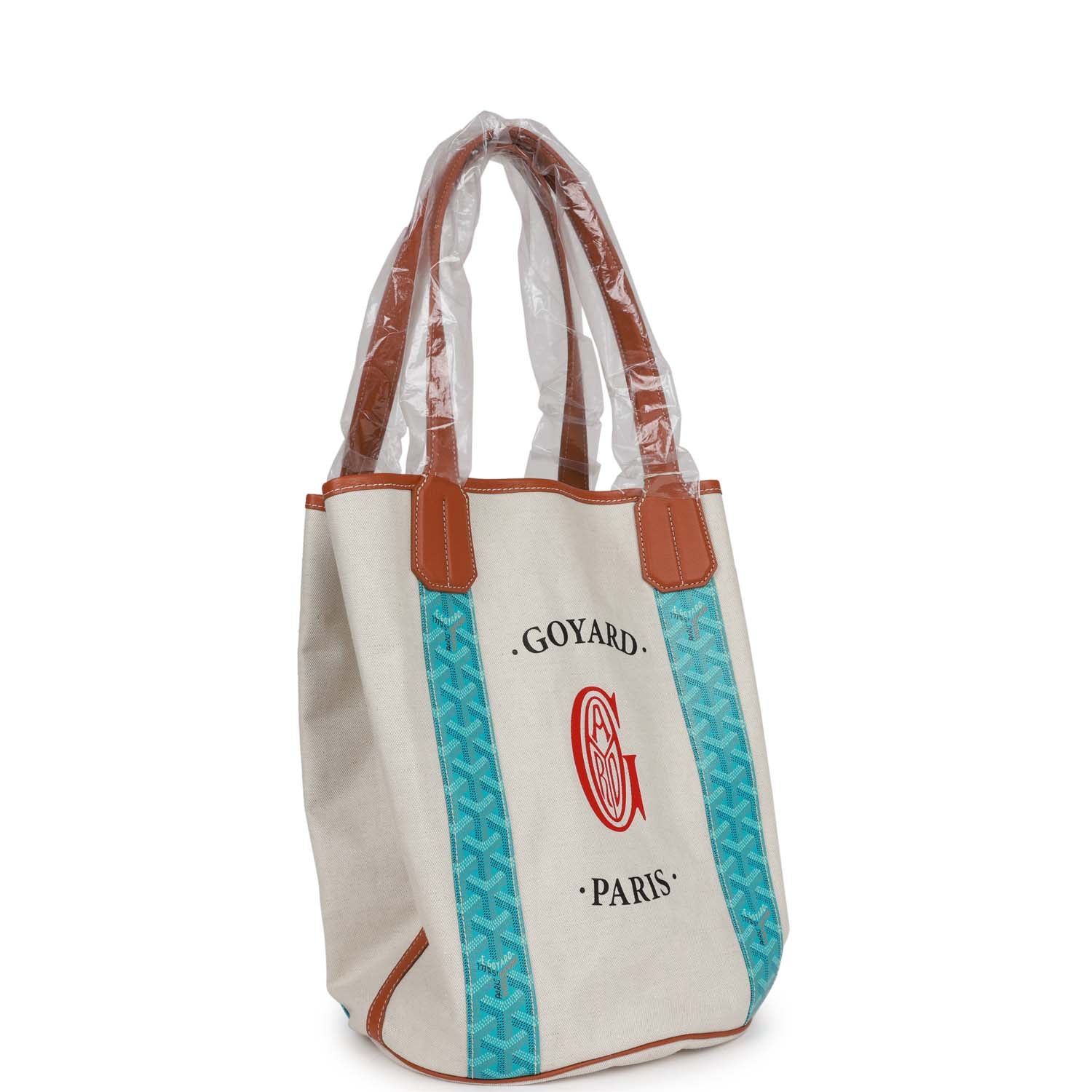 Gyard Goyard Goyardine Turquoise Belharra Reversible Beach Tote Bag