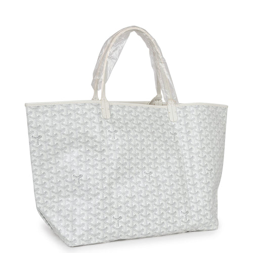 Goyard Goyardine White St. Louis GM Tote Bag Palladium Hardware