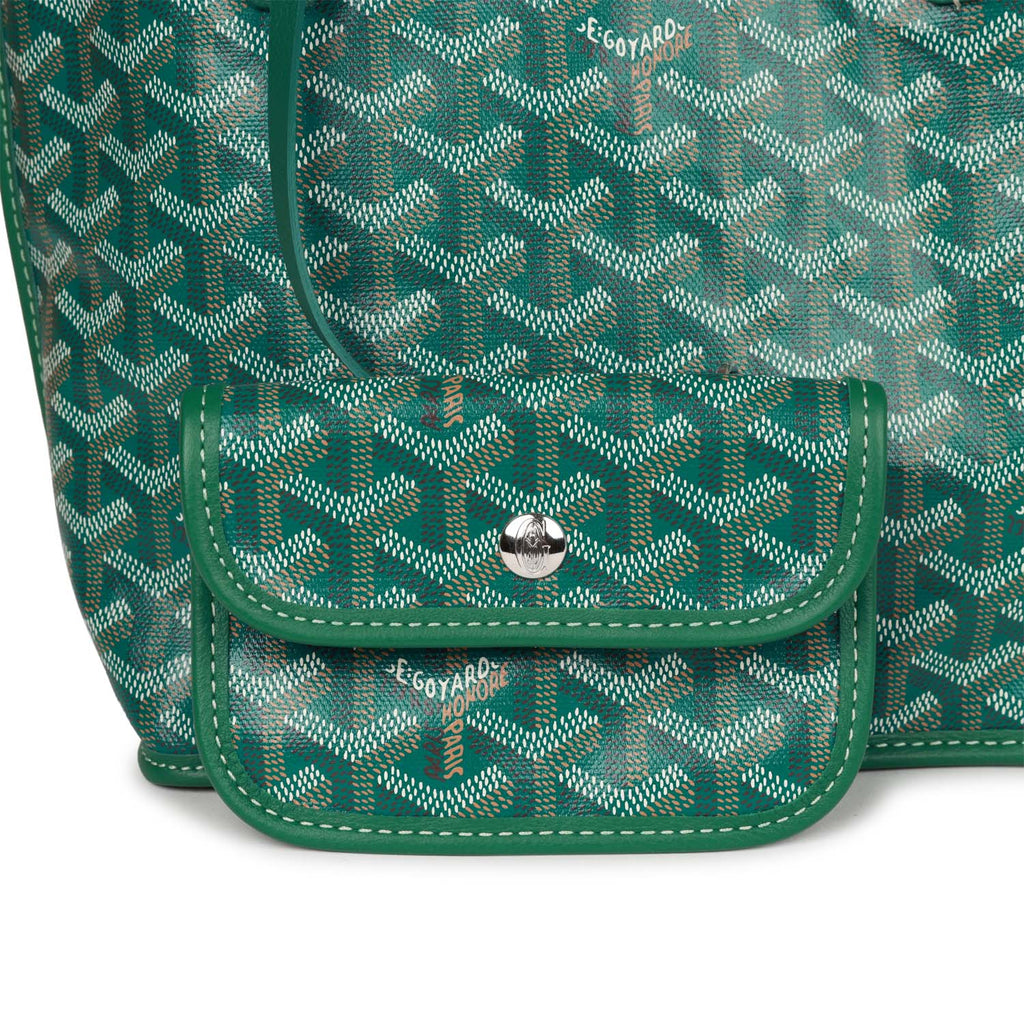 Goyard Goyardine Green Anjou Mini Reversible Tote Bag Palladium