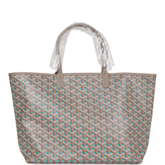 Goyard Goyardine Greige and Blue St. Louis PM Tote Bag Palladium Hardware