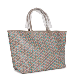 Goyard Goyardine Greige and Blue St. Louis PM Tote Bag Palladium Hardware
