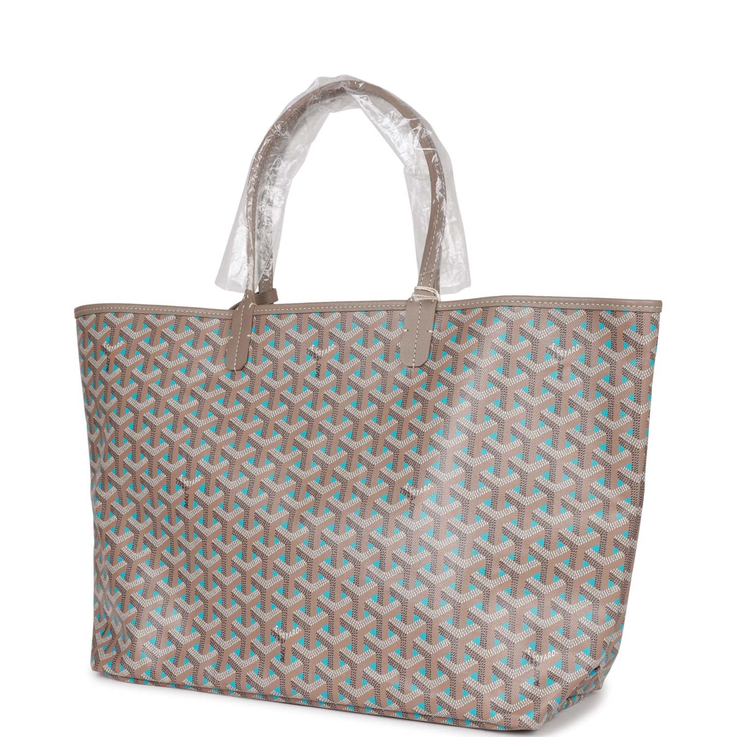 Goyard Goyardine Greige and Blue St. Louis PM Tote Bag Palladium Hardw ...