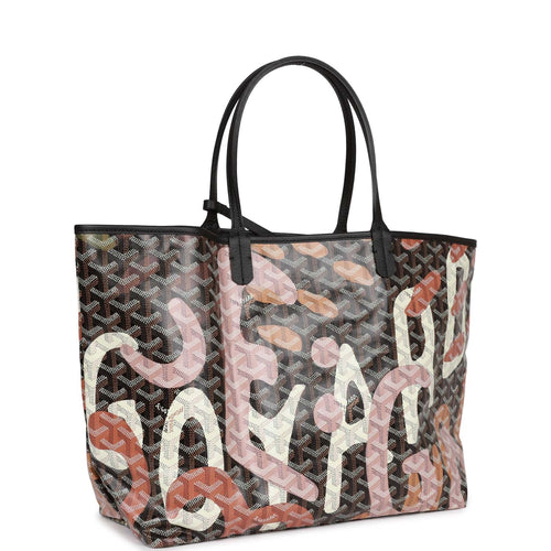 Goyard Limited Edition Black Goyardine Canvas Lettres Camouflage St. Louis PM Tote Bag Palladium Hardware