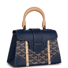 Goyard Structured Saigon Mini Dark Blue Goyardine Palladium Hardware