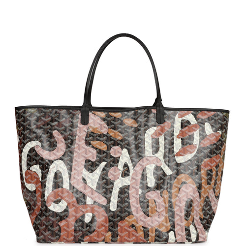 Goyard Limited Edition Black Goyardine Canvas Lettres Camouflage St. Louis GM Tote Bag Palladium Hardware