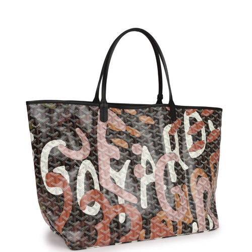 Goyard Limited Edition Black Goyardine Canvas Lettres Camouflage St. Louis GM Tote Bag Palladium Hardware