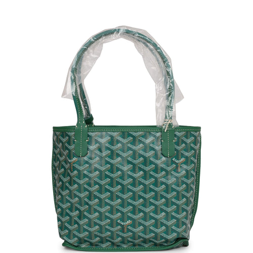 Goyard Goyardine Green Anjou Mini Reversible Tote Bag Palladium Hardware