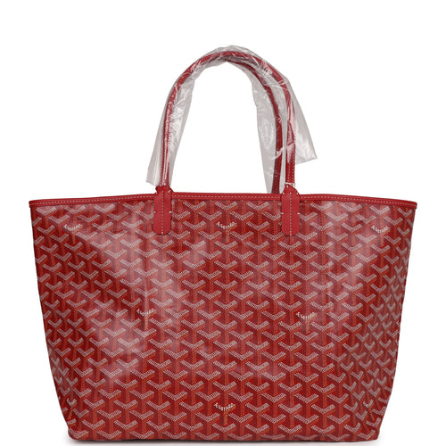 Goyard Goyardine Red St. Louis PM Tote Bag Palladium Hardware