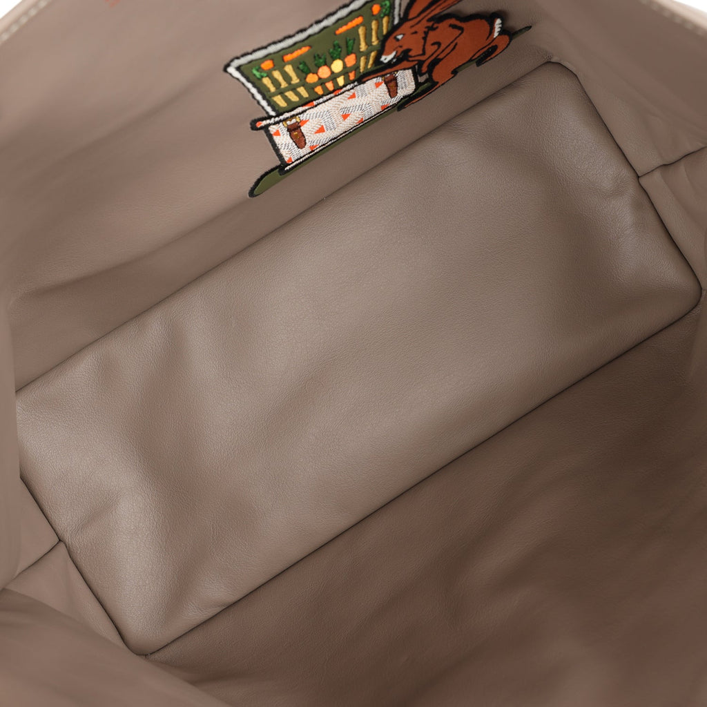 Goyard Goyardine Greige Anjou PM Embroidered Bunny Khaki Bag Silver Hardware
