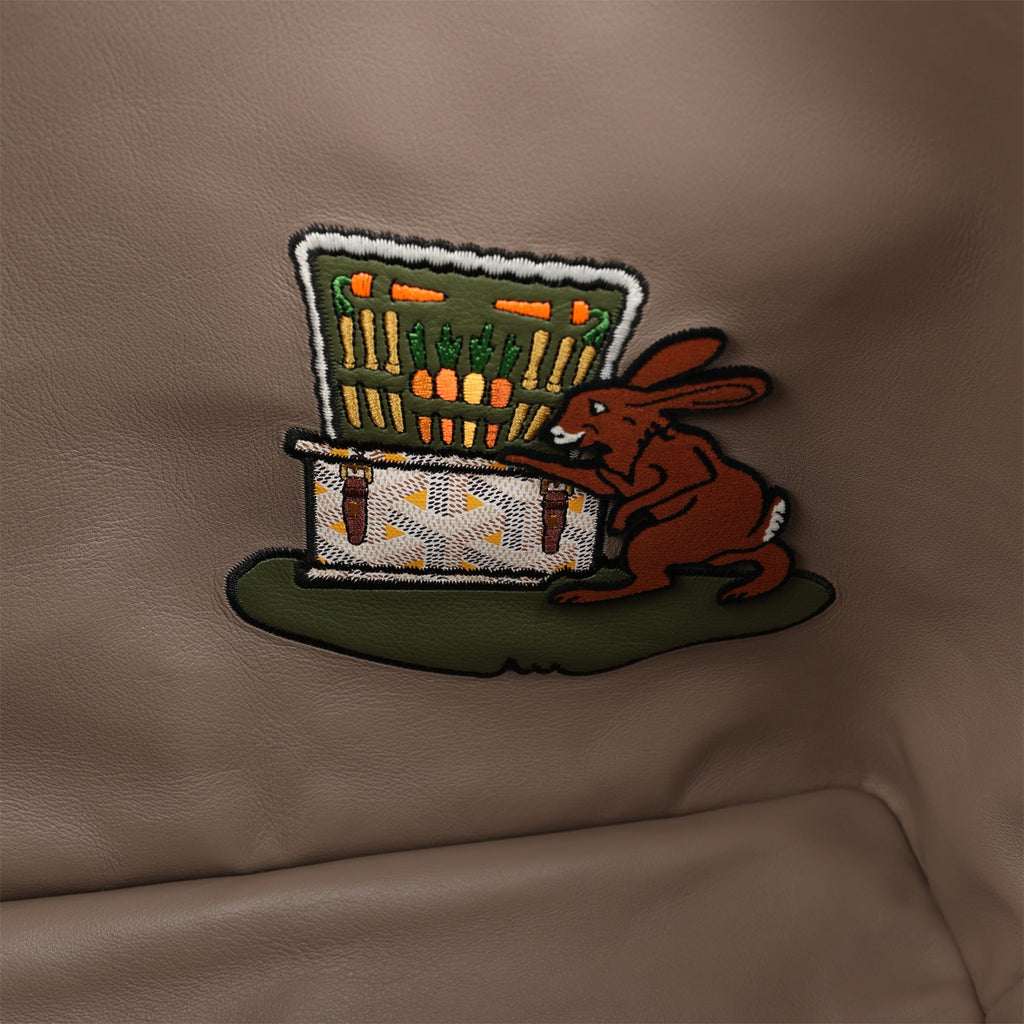 Goyard Goyardine Greige Anjou PM Embroidered Bunny Khaki Bag Palladium Hardware