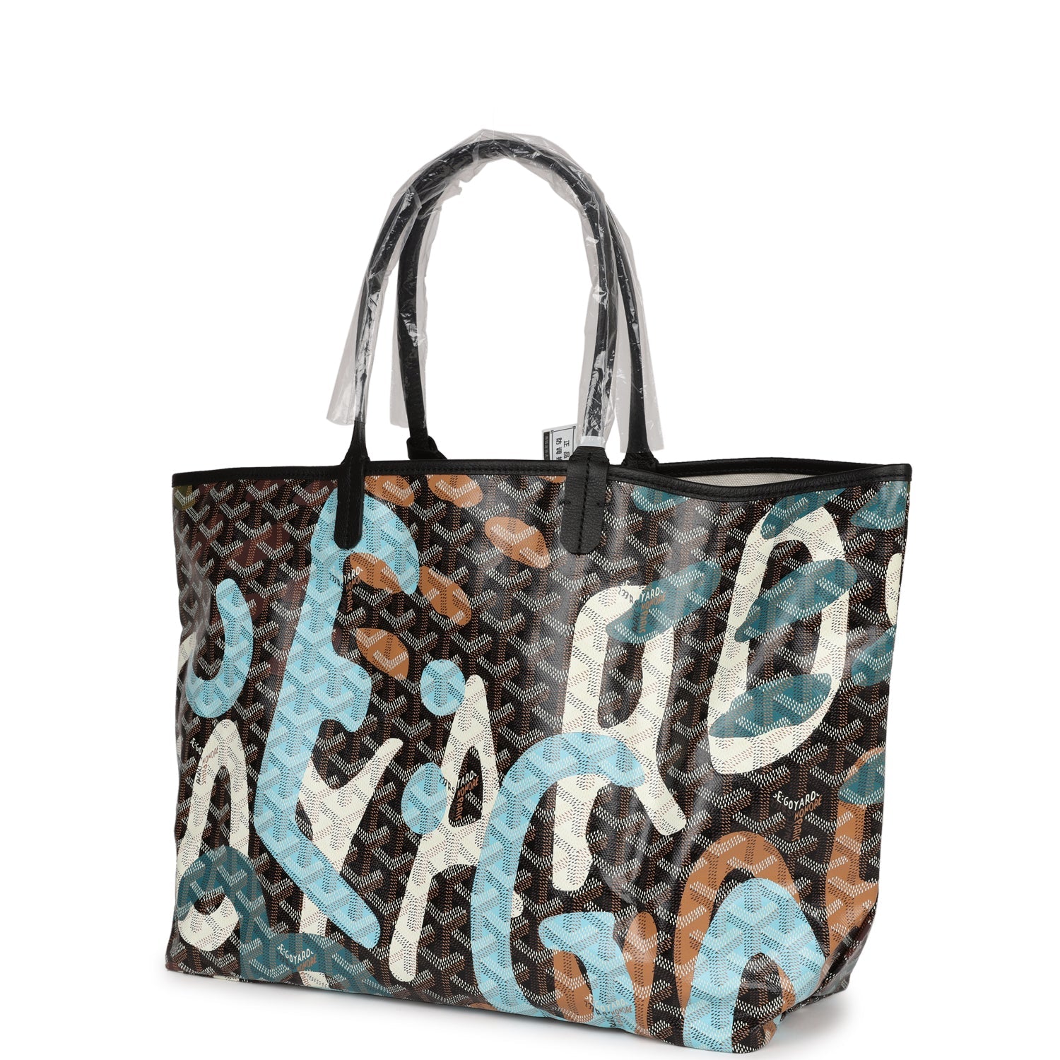 Goyard Limited Edition Black Goyardine Canvas Blue Lettres Camouflage ...