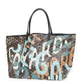 Goyard Limited Edition Black Goyardine Canvas Blue Lettres Camouflage St.  Louis PM Tote Bag Palladium Hardware