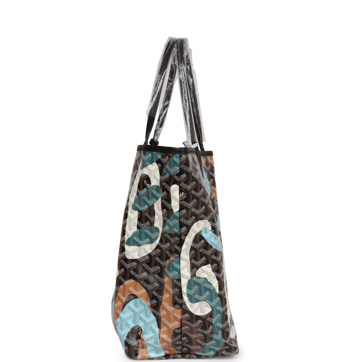 SAINT LOUIS GM BAG 40 IN BLUE LETTRES CAMOUFLAGE GOYARDINE CANVAS