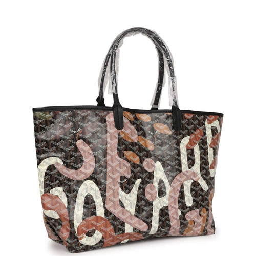 Goyard Limited Edition Black Goyardine Canvas Rose Lettres Camouflage St. Louis PM Tote Bag Palladium Hardware