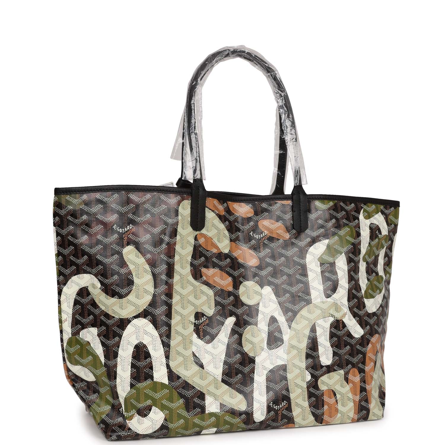 Goyard Limited Edition Black Goyardine Canvas Green Lettres Camouflage ...